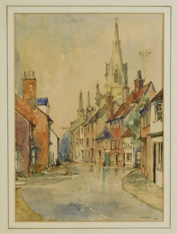 British School, 20thC. View of Louth, watercolour, signed Clark, dated '66, 54.5cm x17.5cm.