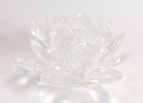 A Swarvoski crystal model of a rose, 14cm wide, boxed.