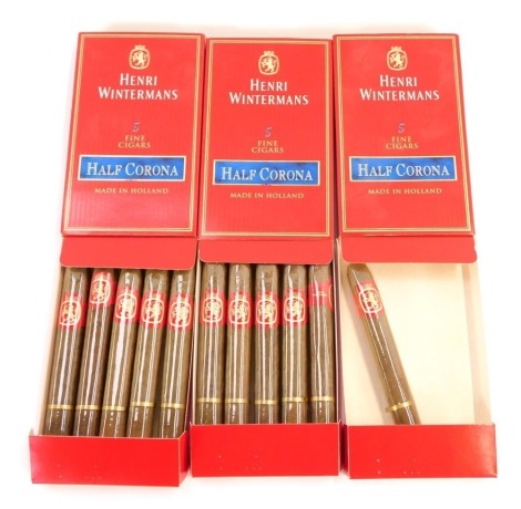 Three packs of Henry Winterman's Half Corona five cigars (one incomplete)