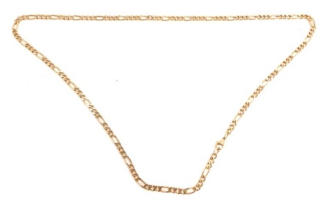 A figaro neck chain, yellow metal stamped 375, 60cm long overall, 23.7g, boxed.