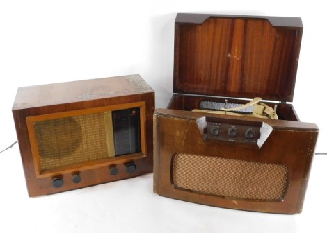 Two cased vintage radios, a Dynatron Cavalcade and a Pye. WARNING! This lot contains untested or unsafe electrical items. It is supplied for scrap or re-conditioning only. TRADE ONLY