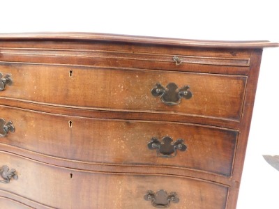 A mahogany serpentine bachelors chest, the shaped front above a brushing slide, and four deep drawers, on bracket feet, cm high, 84cm wide, 46cm deep. - 3