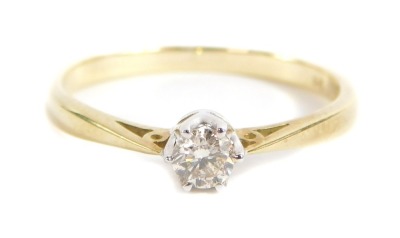 A 9ct gold diamond solitaire ring, with round brilliant cut diamond approx 0.20cts, in six claw raised basket setting, with pierced design shoulders, ring size N, 1.8g all in. Note: VAT is payable on the hammer price of this lot. - 4