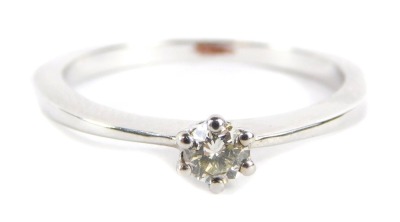 A 9ct white gold diamond solitaire ring, set with round brilliant cut diamond approx 0.15cts, in six claw setting, ring size L, 2g all in. Note: VAT is payable on the hammer price of this lot. - 4