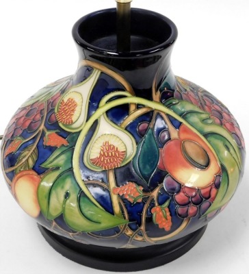 A Moorcroft pottery Queen's Choice table lamp, of compressed out swept form, with shade, 46cm high including shade. - 2