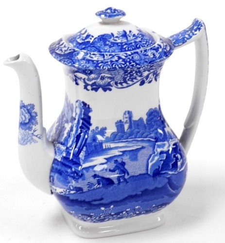 A 1940/50's Copeland Spode's Italian blue and white coffee pot, oval blue printed mark, 19.5cm high.