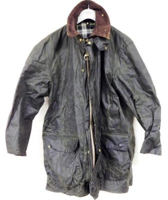 A Barbour Border green wax jacket, size 42''.