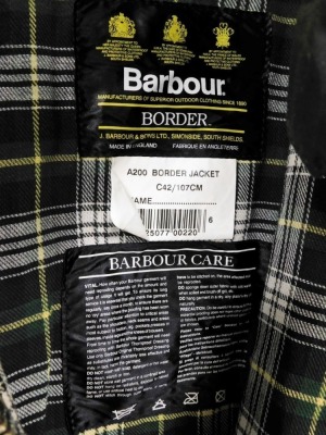 A Barbour Border green wax jacket, size 42''. - 3