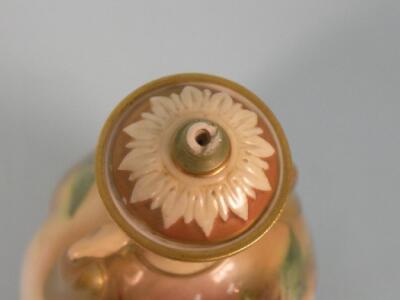 A Royal Worcester two handled pot pourri vase painted with roses on a blush ivory ground - 2