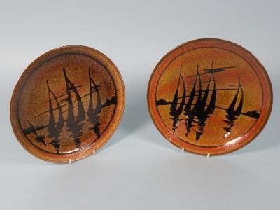 A Poole Aegean pattern dish decorated with sailing ships