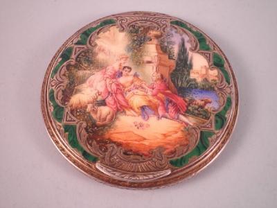 A continental silver and enamelled compact