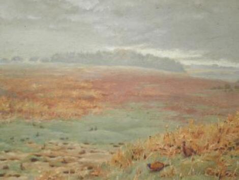 George Edward Lodge (1860-1954). Pheasant and rabbits on moorland