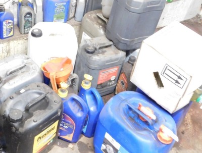 Stock of brake fluid, oils, anti-freeze, coolant, etc.