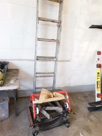 Aluminum two section ladder and quantity of bogeys.