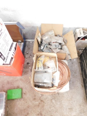 Brake piping, exhaust accessories and other sundries. (2 boxes)