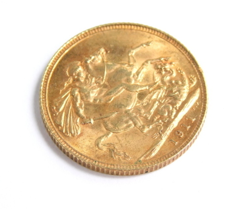 A George V gold full sovereign, 1911.