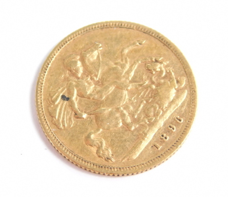 A Victorian gold half sovereign, 1896, Veiled head.