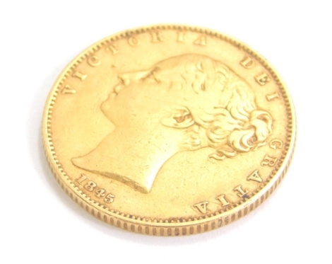 A Victorian gold full sovereign, 1845 shield back.