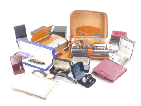 Various jewellery, Pulsar wristwatch, various cufflinks, plated cigarette case, Waterman's cased pen etc. (a quantity)