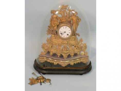 A late 19thC French gilt metal mantel clock