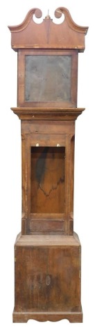 A 19thC oak mahogany and ebony strung longcase clock case, 213cm high. (AF)