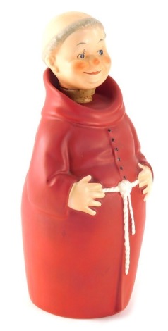 An unusual Goebel Hummel monk decanter figure, with removable head stopper, in red, 28cm high.