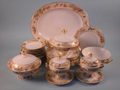 A Limoges type part dinner service decorated with insects