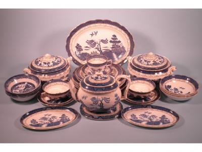 A quantity of Booth's Real Old Willow blue printed dinner and tea ware