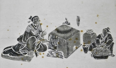 A Chinese miniature painting on rice paper and others, including an Indian School painting of a seated gentleman, monochrome block print, reproduction prints, (7). - 8