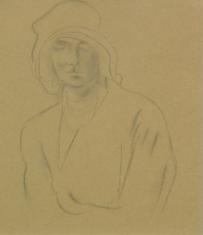 •Jacob Kramer (1892-1962). Russian gypsy portrait, pencil on paper, attributed verso, 19cm x 16cm.