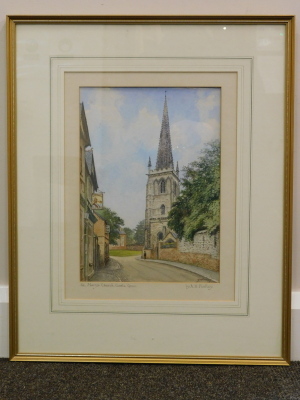 •Albert Henry Findley (1880-1975). St. Mary's Church, Castle Green, watercolour, signed, 34cm x 23cm. - 2