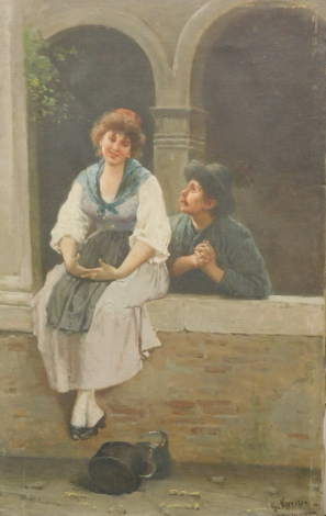 Salvatore Maresca (19thC). Society Lovers, oil on canvas, signed, 39.5cm x 26.5cm - a pair,