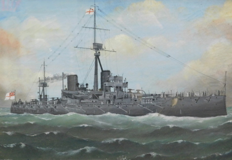 H. E. Stephens (19thC/20thC). British Frigate at Sea, HMS Dreadnought, oil on canvas, signed and dated 1907, 49cm x 75cm.