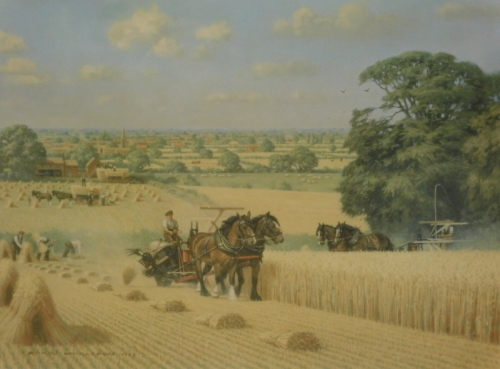 •Robin Wheeldon (b.1945). Harvest, artist signed limited edition print, 499/750, 30cm x 41cm and another Steam Ploughing, 190,750 (2).