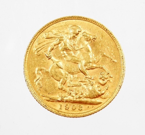 An Edward VII gold full sovereign 1908, 8.0g.