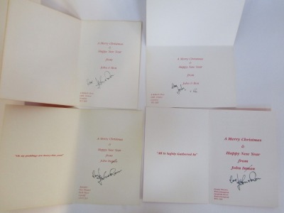 Four Christmas cards to Tom Edwards, from John Inman and his husband Ron Lynch. - 4