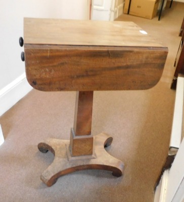 An early 19thC mahogany pedestal table, with frieze drawers and opposing dummy drawers, square taper column and scrolling quatrefoil platform. Please note this lot is located on site at the former offices of Messrs Stapleton & Son Solicitors, 1 Broad Str - 5