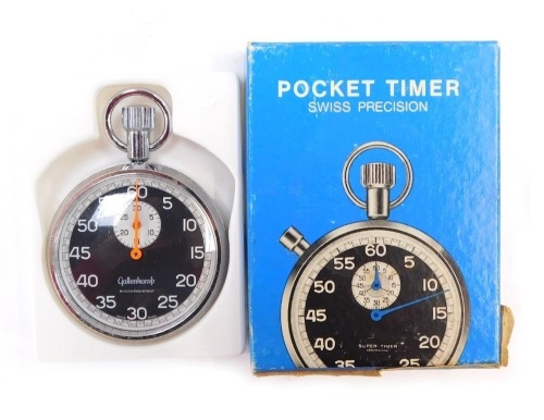 A Gallenkamp stopwatch, in chrome casing in fitted box.