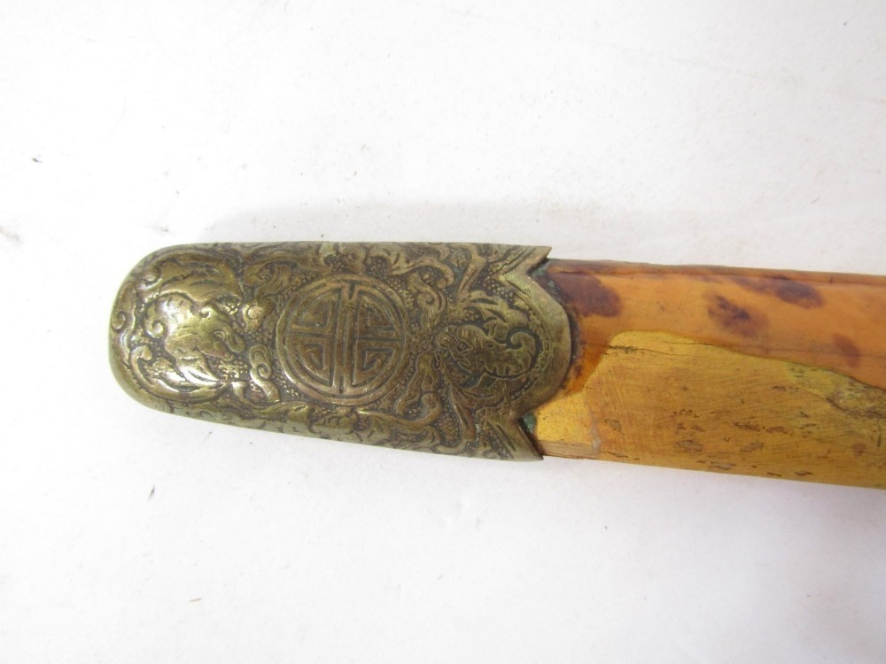 Tortoise Shell Pattern Sword An Oriental type short sword, with tortoiseshell scabbard.