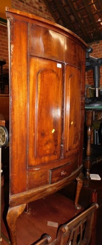 A 19thC and later mahogany floor standing corner cupboard. (AF)