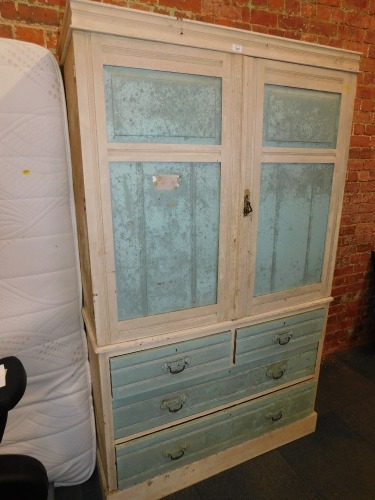 A late Victorian ash linen press, later painted.