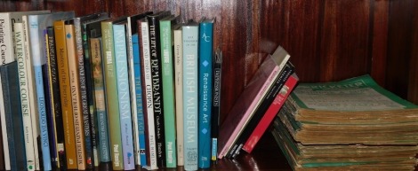 Various painting books, Renaissance Art, British Museum, Watercolour Course, and others. (1 shelf)