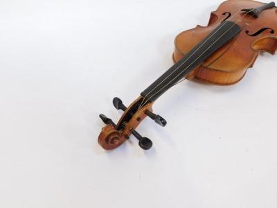 A quarter size violin, with two piece back, bearing label to interior, 51cm long, with box, in fitted carry case. - 3