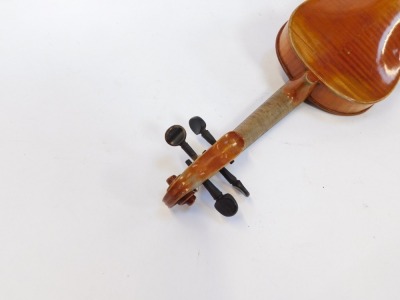 A quarter size violin, with two piece back, bearing label to interior, 51cm long, with box, in fitted carry case. - 4