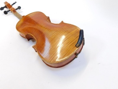 A quarter size violin, with two piece back, bearing label to interior, 51cm long, with box, in fitted carry case. - 5