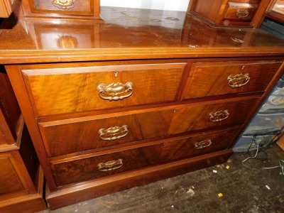 A Victorian walnut double wardrobe and dressing chest, by Blair and Kemp, Horncastle, the wardrobe with outswept pediment over a pair of carved and mirror set doors, the doors opening to reveal hanging hooks over a pair of deep drawers raised on a plinth - 3