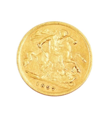 A Queen Victoria gold Diamond Jubilee half sovereign 1897, 4.0g.