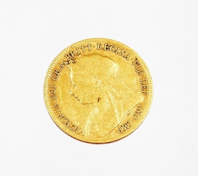 A Queen Victoria gold Diamond Jubilee half sovereign 1897, 4.0g. - 2