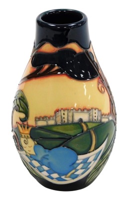 A Moorcroft pottery 'A Royal Arrival' Prince George commemorative vase, of baluster form, designed by Nicola Slaney, number 78, printed marks and signature, 13cm high.