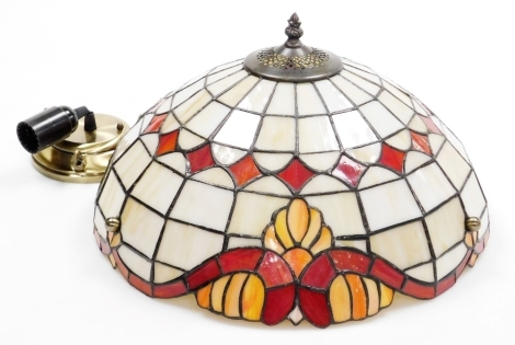 A Wisteria Lighting Tiffany style coloured and opalescent glass ceiling light, 41cm diameter.